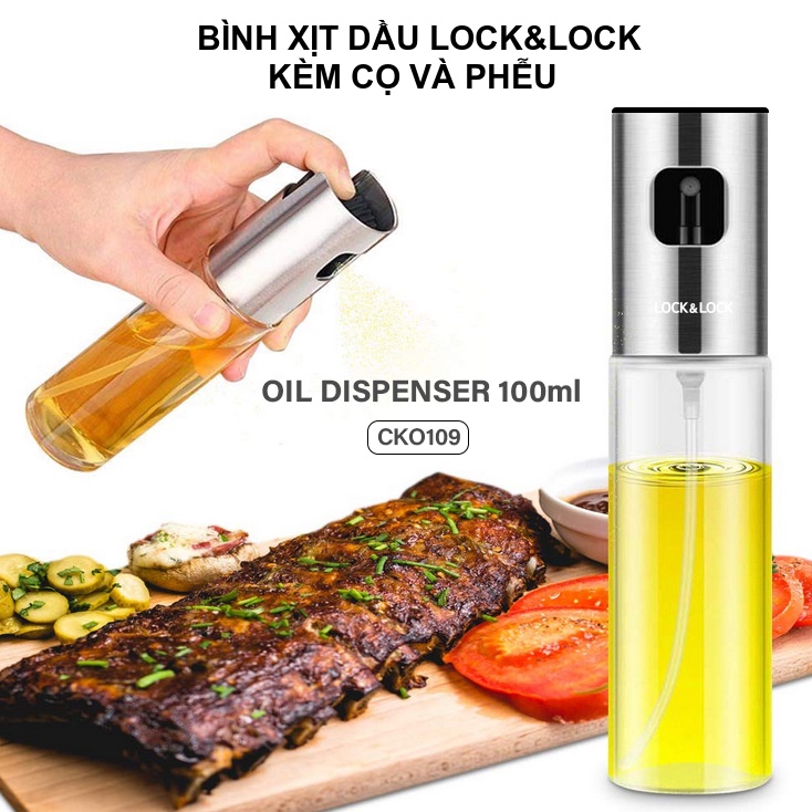 Lock&Lock bình xịt dầu CKO109 dung tích 100ml kèm phễu và cọ rửa, hàng chính hãng cực kì tiện lợi cho việc nấu nướng