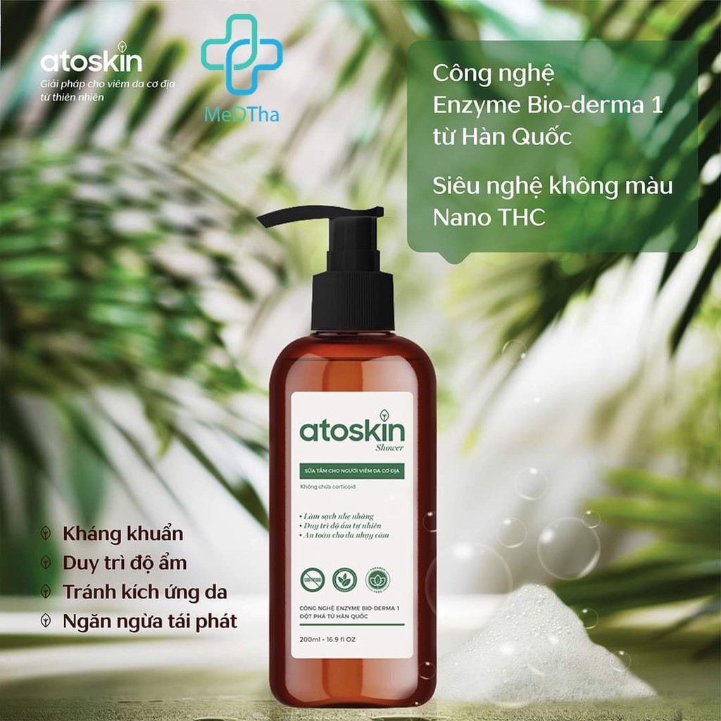 Sữa Tắm ATOSKIN - Dưỡng Ẩm Da, Chăm Sóc Da Cơ Địa, Giảm Khô, Giảm Ngứa, Chàm - Chai 200ml, 500ml