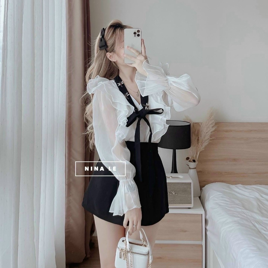 Set Bộ Đồ Nữ Áo Sơ Mi Kèm Quần Đùi 2 Màu ( XANH, ĐEN) Thiết Kế Trẻ Trung Cho Nàng Đi Chơi, Đi Tiệc Thoải Mái