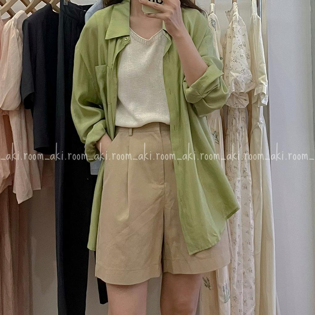 Áo sơ mi tơ lụa óng nhẹ vạt cúc chéo sau lưng 7088