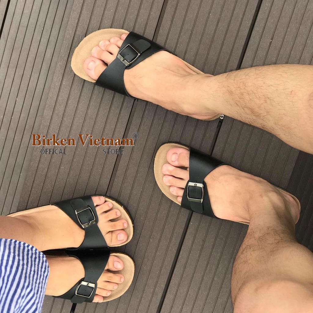 Mã D08 DÉP DA BÒ Đế Trấu Quai Đơn Unisex Birken Vietnam Bioline