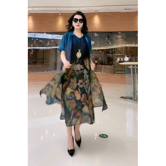 SÉT ĐẦM SUÔNG + ÁO KHOÁC NGOÀI SANG TRỌNG QUÝ PHÁI