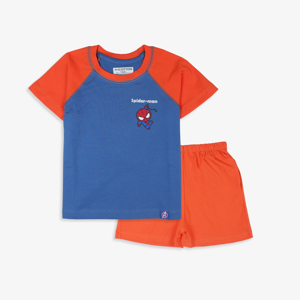 Bộ cộc tay bé trai Icotton hình siêu anh hùng tay chéo