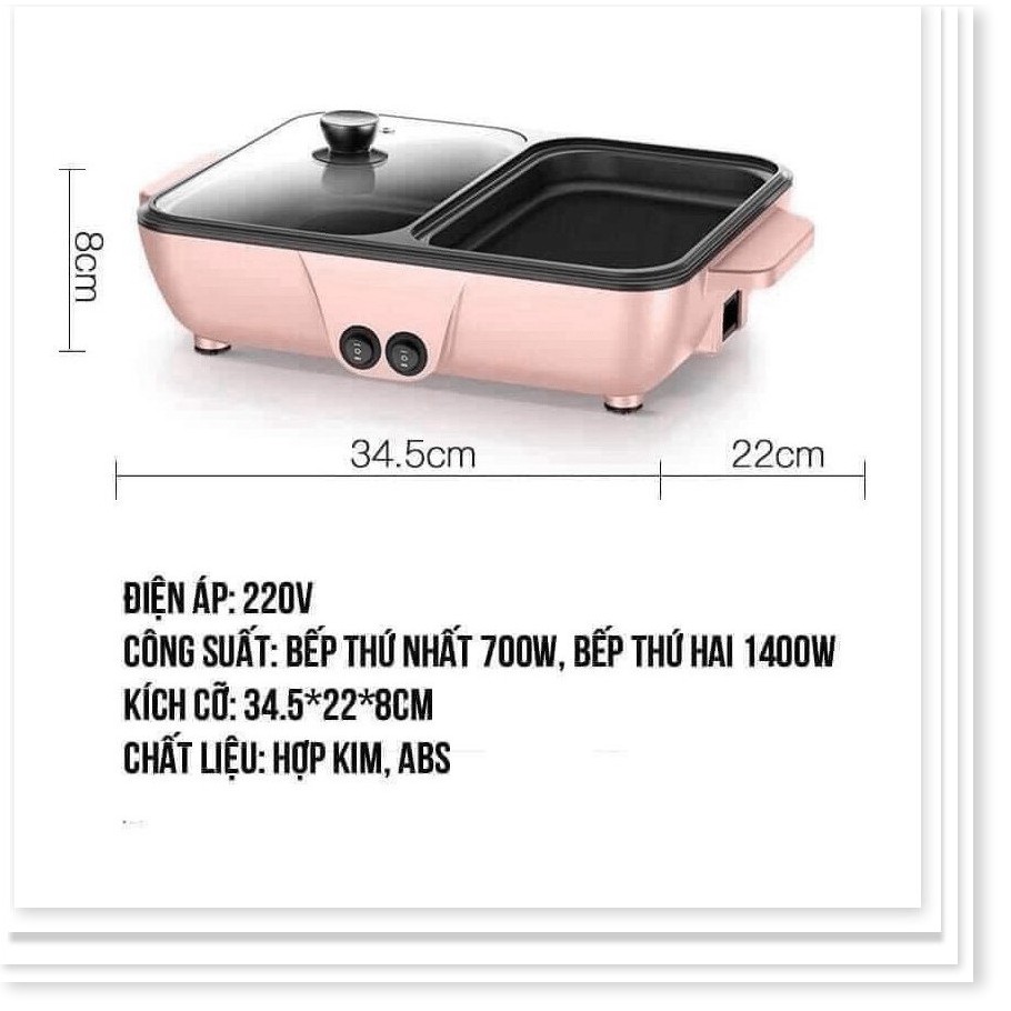 Nồi Lẩu Kiêm Nướng 🥘 2in1 Mini Hàn Quốc🥘 Bếp Lẩu Nướng Đa Năng Cao Cấp💯 Bảo Hành 3 Tháng