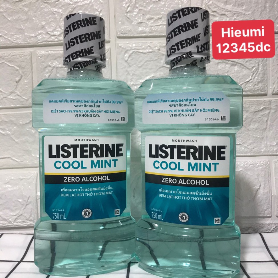 Nước súc miệng Listerine Cool Mint Zero 750ML giúp hơi thở thơm mát, nước súc miệng hương bạc không cay