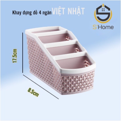 Kệ Nhựa 4 Ngăn Đựng Bút Viết, Đồ Dùng Cá Nhân Để Bàn Tiện Dụng