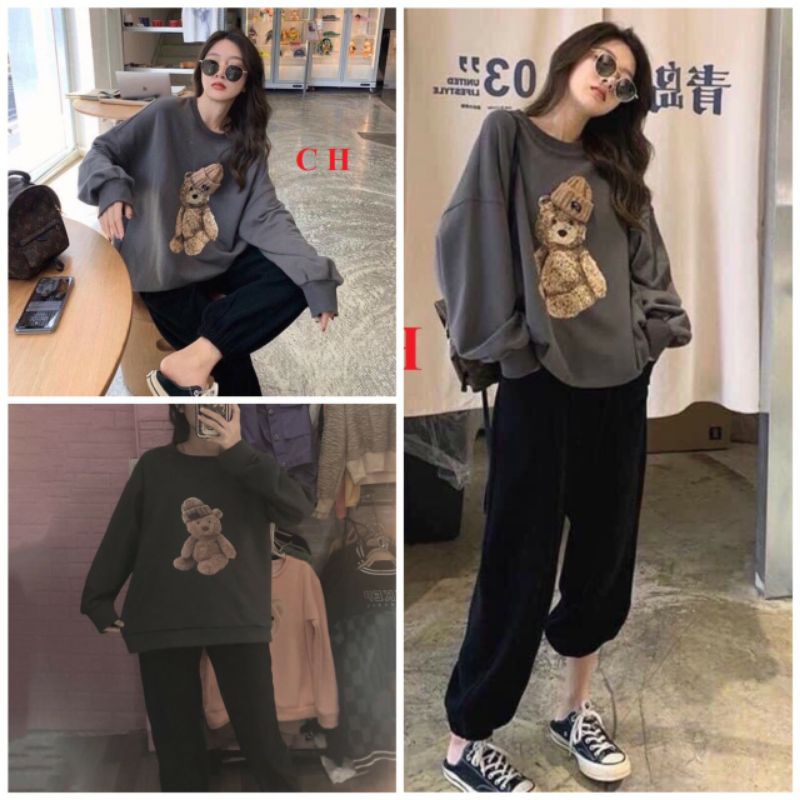 Bộ ngủ nữ Gấu Đội Mũ LenÁo SWEATER ấm áp, giữ nhiệt tốtbộ thu đông☘️Chất nỉ cotton☘️2 lớpUnisex mặc nhà nữ Kute