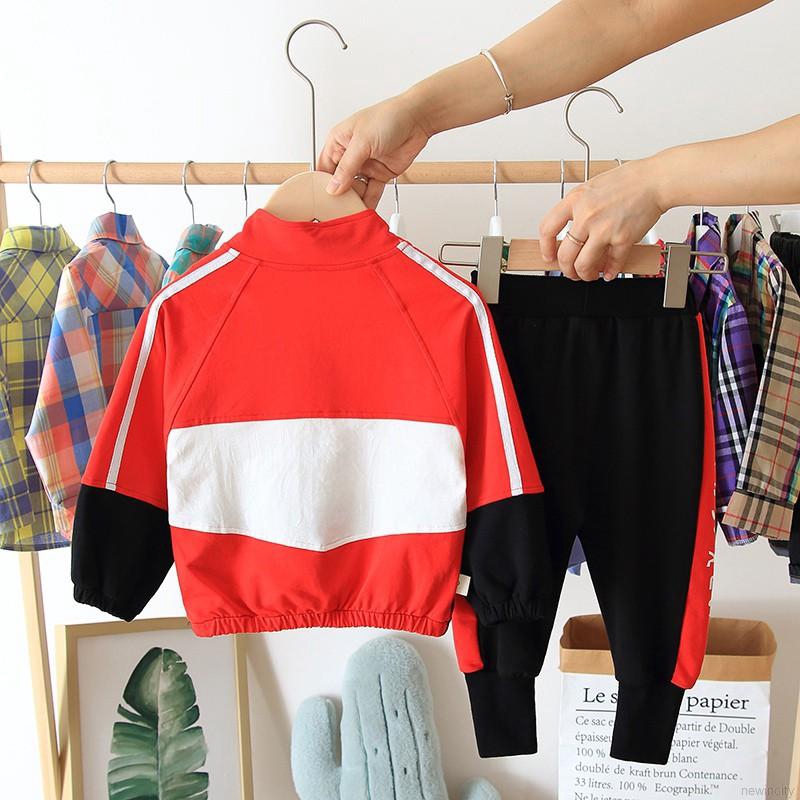 Set áo thun tay dài &amp; quần dài cho bé trai phong cách Hàn Quốc