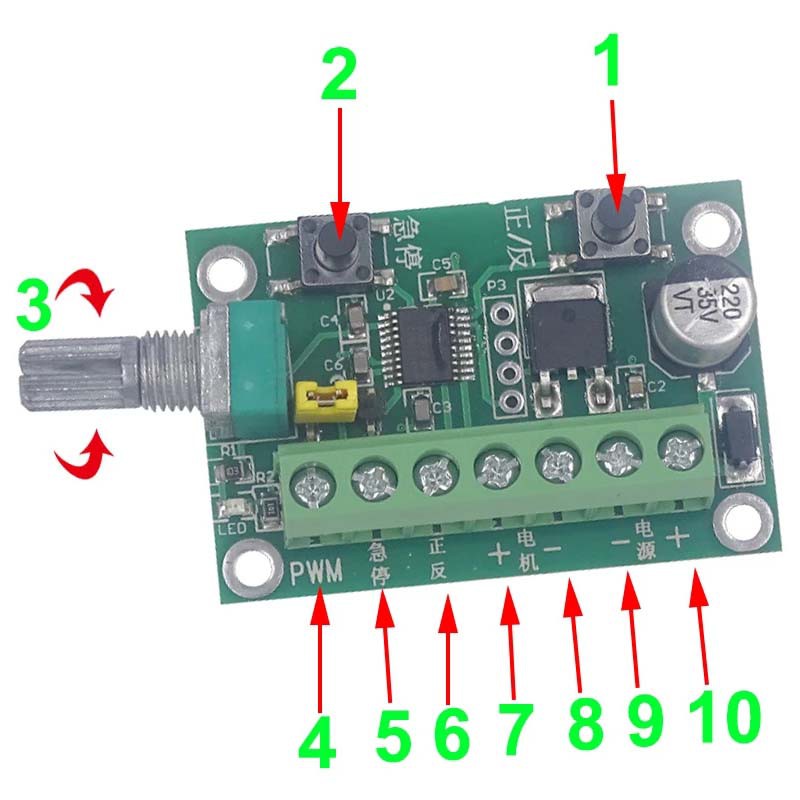 1 Công Tắc Điều Khiển Tốc Độ Động Cơ Không Chổi Than 6-30V DC 6V 12V 24V PWM