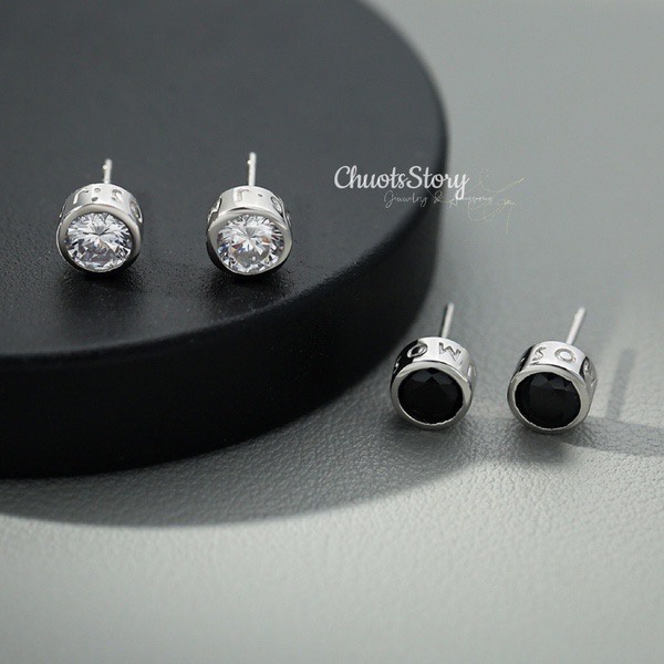 Khuyên tai nam nữ unisex đính đá nhiều mẫu, bông tai titan không gỉ thời trang - ChuotsStory