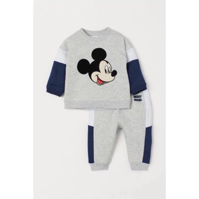 Bộ nỉ xám mickey HM