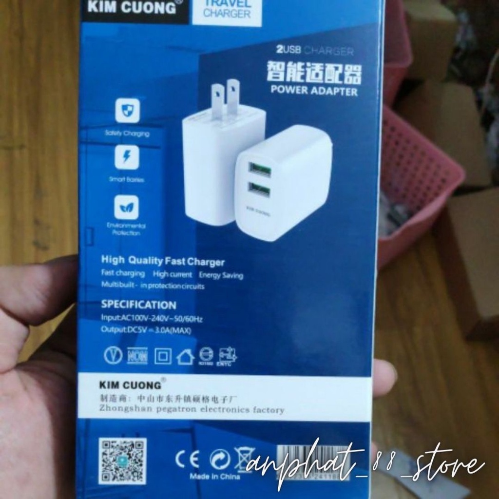 CỦ SẠC 2 CỔNG USB củ sạc kim cương 2 cổng usb CÓC SẠC KIM CƯƠNG 3A