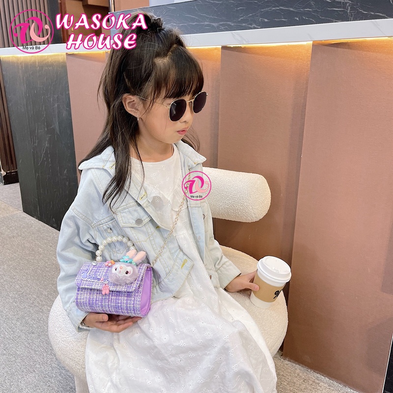 Túi đeo chéo bé gái Stella you thỏ tím, quai chuỗi hạt , rất đáng yêu