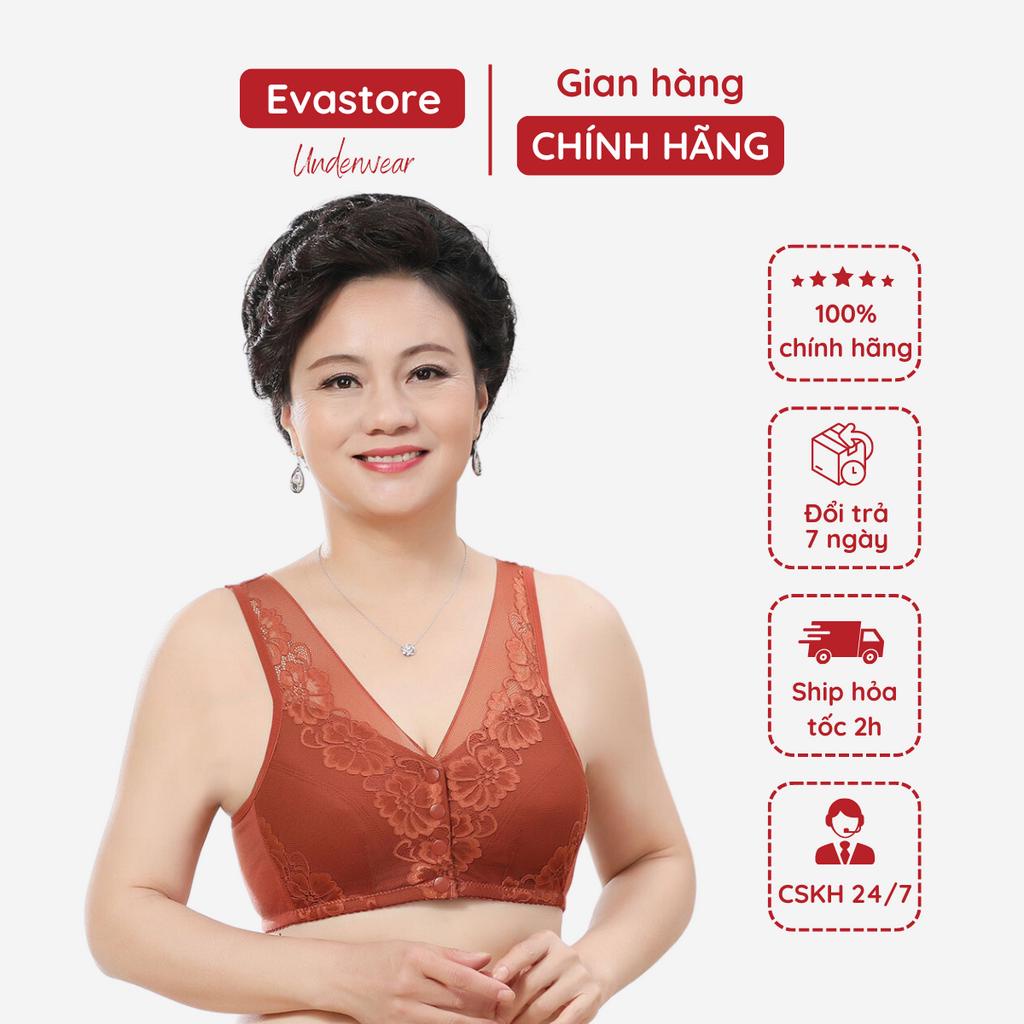 Áo Ngực Phối Ren Cài Nút Trước Mềm Mại Cho Phụ Nữ Trung Niên, Áo Lót Cotton Cho Các Bà Mẹ EVASTORE TA06