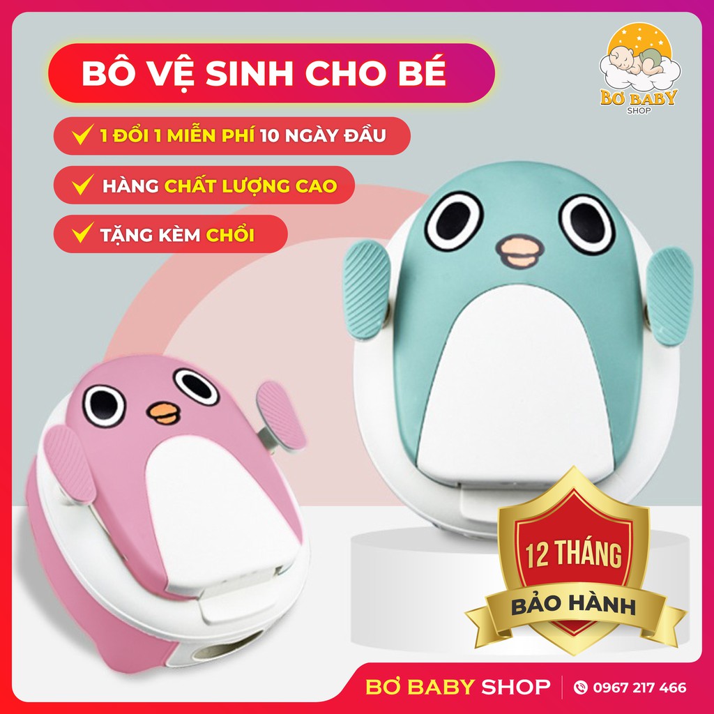 BÔ VỆ SINH CHO BÉ [Hình Chim Cánh Cụt ] Chất Liệu Nhựa PP Cao Cấp, Mẫu Hot Nhất 2021. Bảo hành 12 Tháng