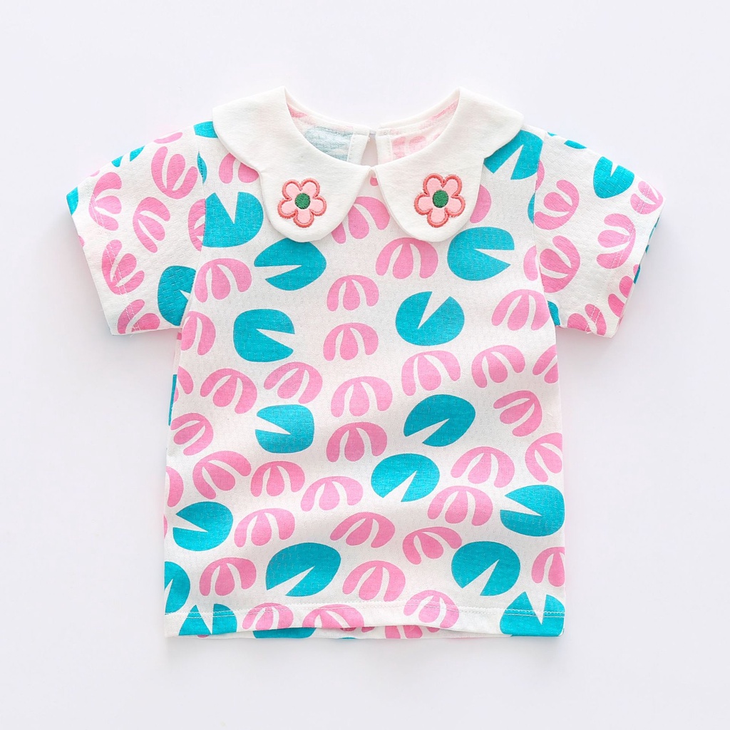 Áo Thun Cotton Mỏng Mùa Hè Tay Cộc Phong Cách Thời Trang Cho Bé Gái 1236