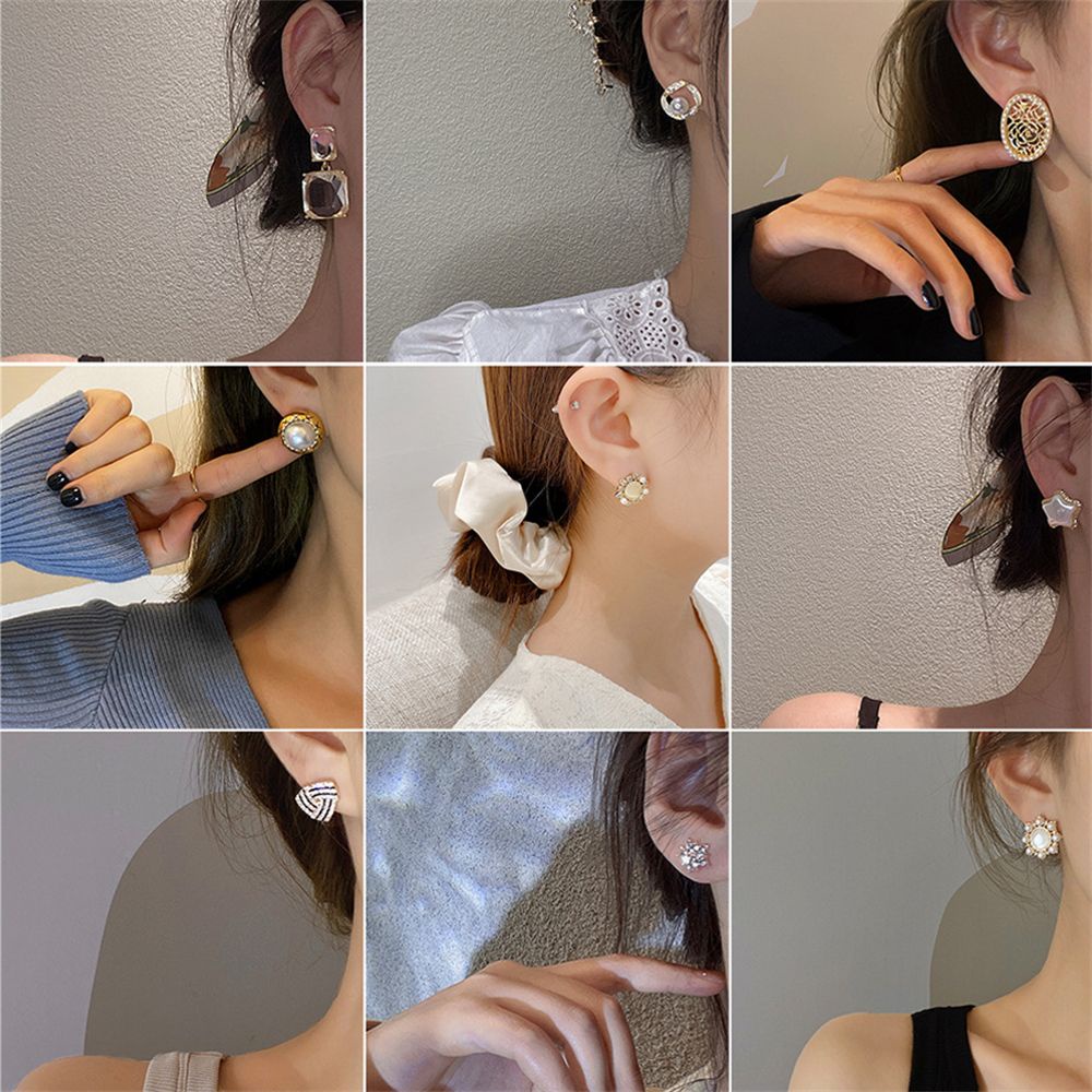 Bông tai đính ngọc trai nhân tạo phong cách Pháp thanh lịch cho nữ