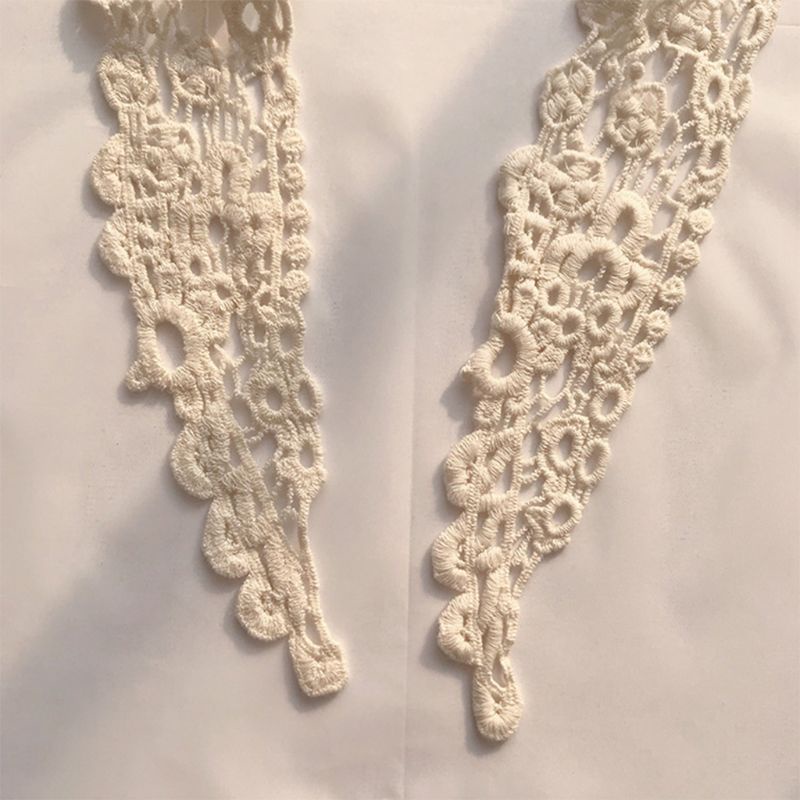 Dải Dây Ren Hoa Trắng Bản Rộng Trang Trí Cổ Áo Đầm Handmade DIY