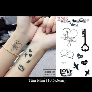 Xăm dán tattoo trái tim B286