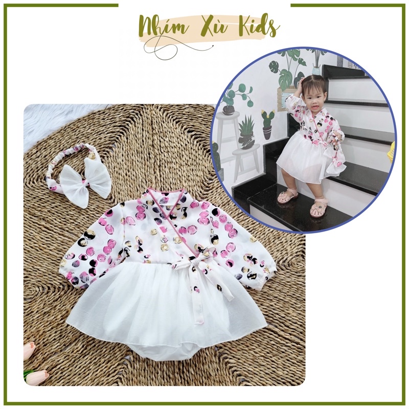 Body Váy Hanbok Ngọc Tím Chất Lụa Mango Cho Bé Gái Sơ Sinh, 6 tháng, 1 tuổi, 2 tuổi [A454]