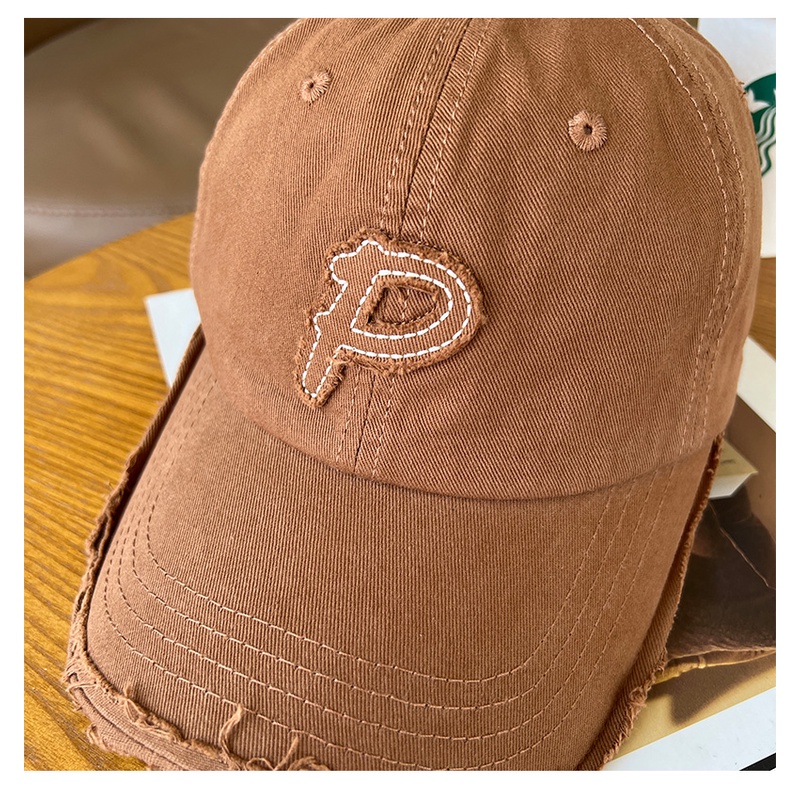 Mũ Lưỡi Trai Mềm Màu Cà Phê In Chữ P Kiểu Hàn Quốc Thời Trang Thu Đông Cho Nam Và Nữ