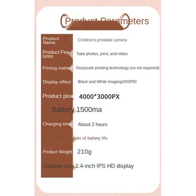 ✨Cổ Phiếu Sẵn Sàng✨ Máy Ảnh Kỹ Thuật Số Polaroid Kỹ Thuật Số Mini In Ảnh HD Dành Cho Trẻ Em P1 WiFi