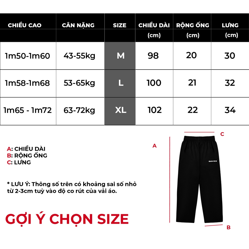 Quần dài nam nữ dáng suông ống rộng nỉ nhiều màu D Basic Pant local brand DAVIES |D25-Q1 / D16-Q1