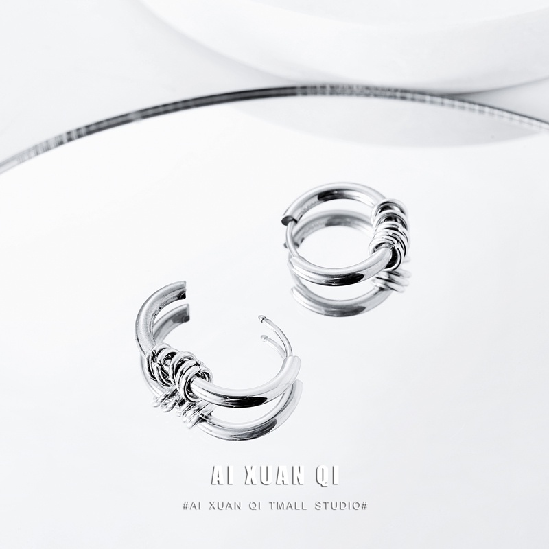 Bông Tai Hình Tròn Phong Cách Hip Hop Hàn Quốc 19B182