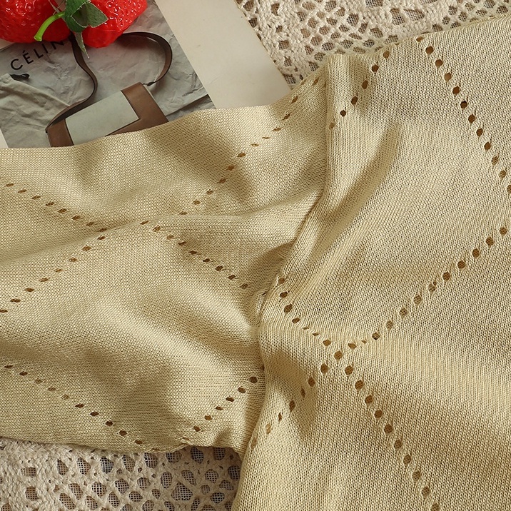 NUZIRO Áo kiểu dệt kim  chống nắng dáng rộng thiết kế lỗ lưới thời trang cho nữ