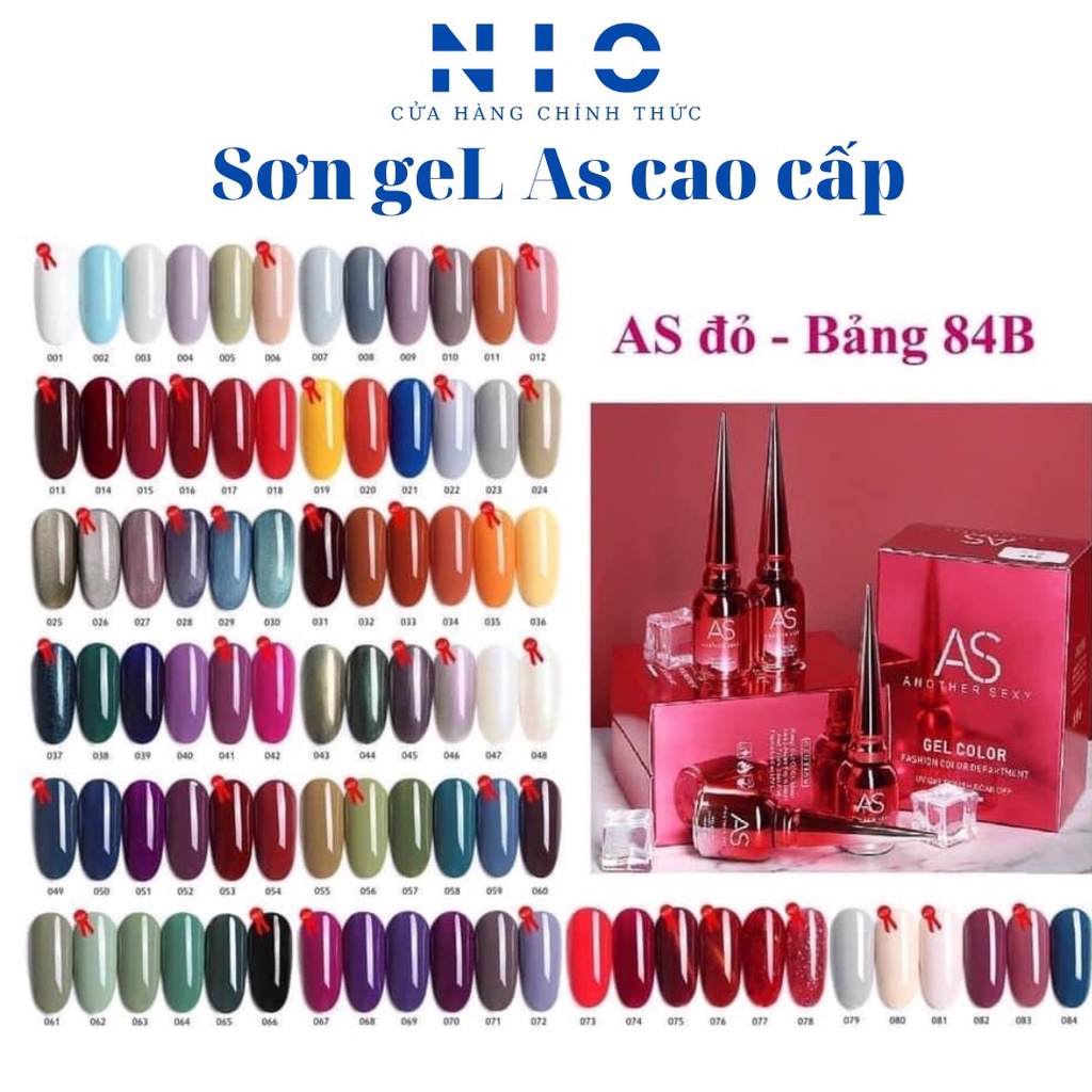 Sơn gel AS cao cấp mã 041 đến 084 ( chai đỏ - bảng 84B )