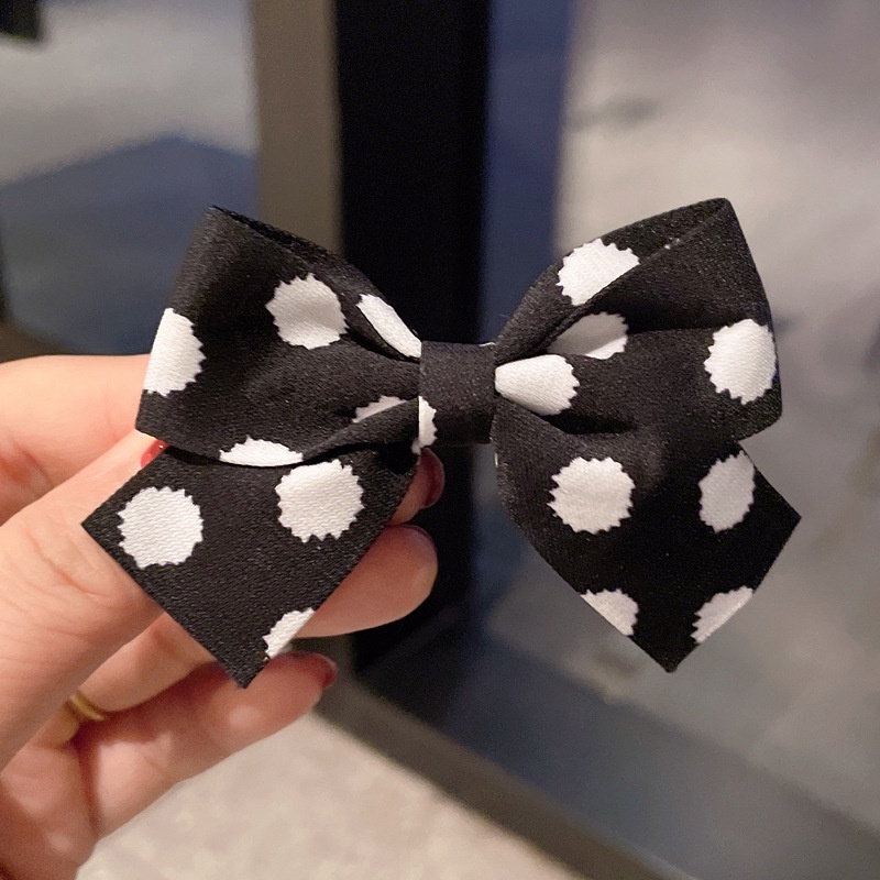 Kẹp Tóc Nơ Họa Tiết Chấm Bi Màu Cà Phê Phong Cách Hàn Quốc Dễ Thương Thời Trang Cho Bé Gái