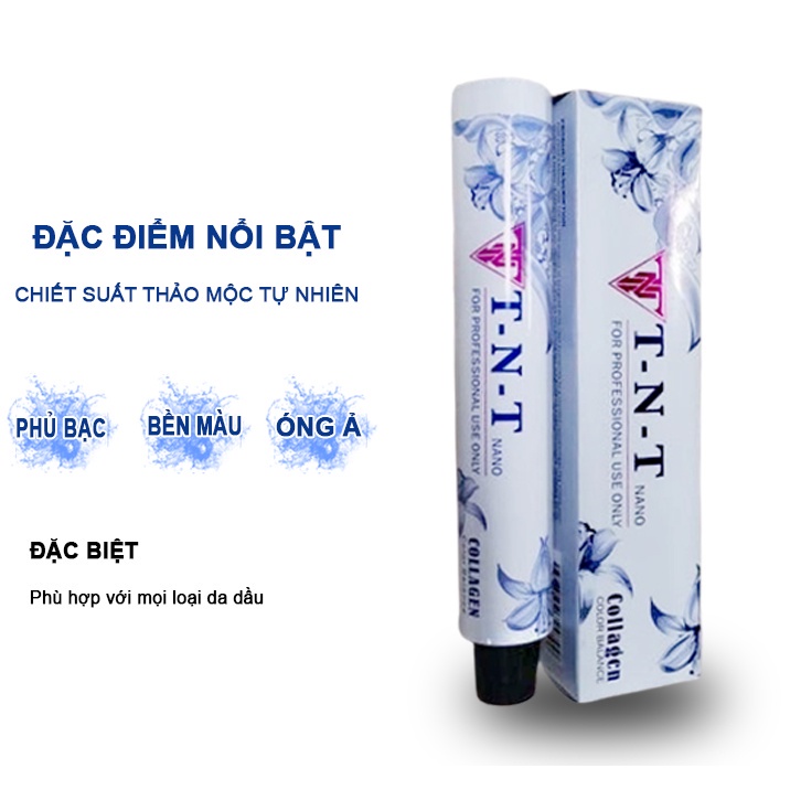 Màu  nhuộm tóc TNT Nano lên từ nền đen tự nhiên không cần tẩy bền màu, mùi thơm chất đặc không rát da đầu