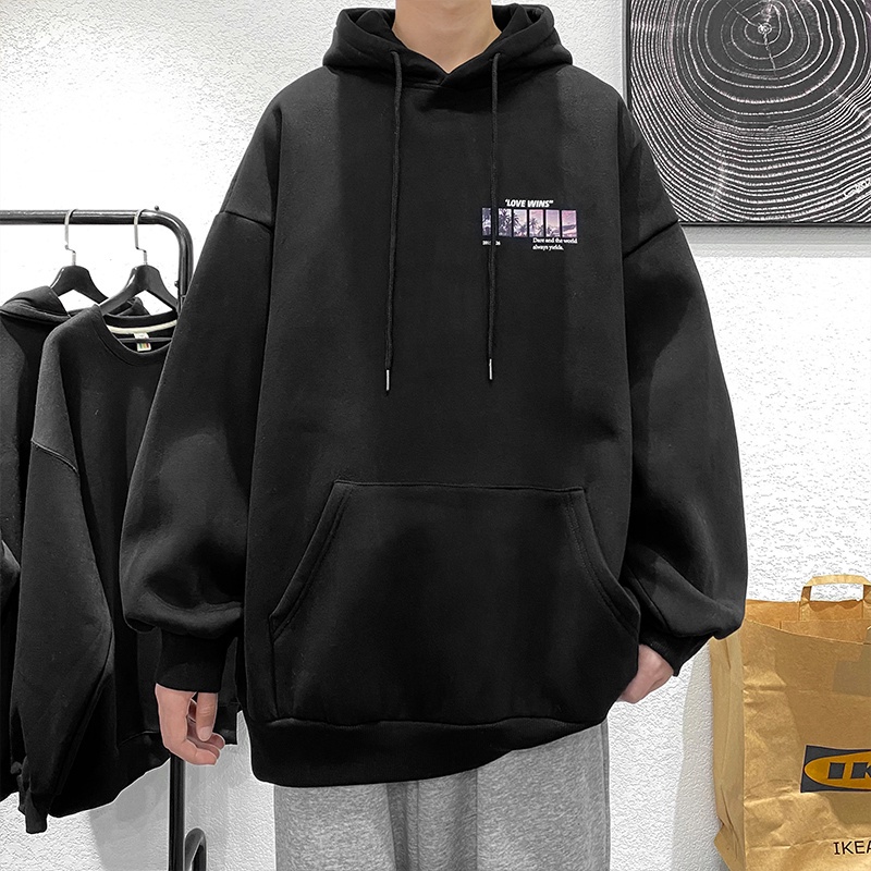 Áo hoodie nỉ unisex nam nữ Love Wins form dáng rộng freesize oversize thời trang phong cách Hàn Quốc | WebRaoVat - webraovat.net.vn