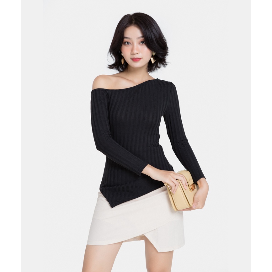 Áo thun nữ tay dài HNOSS form ôm thiết kế lêch vai HNATH020
