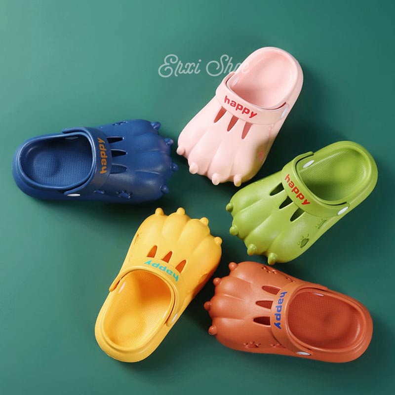 Oeggeo Dép lê EVA mềm chống trượt hình bàn chân khủng long cho bé