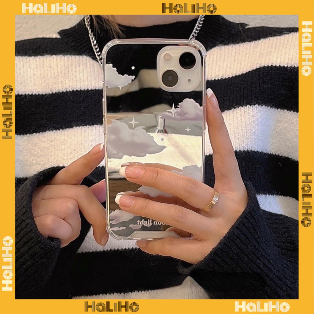 iPhone Case Acrylic Reflective Mirror Airbag Shockproof Protection Camera Clouds Stars Compatible with iPhone 11 iPhone 13 Pro Max iPhone 12 Pro Max iPhone 7 Plus iPhone xr