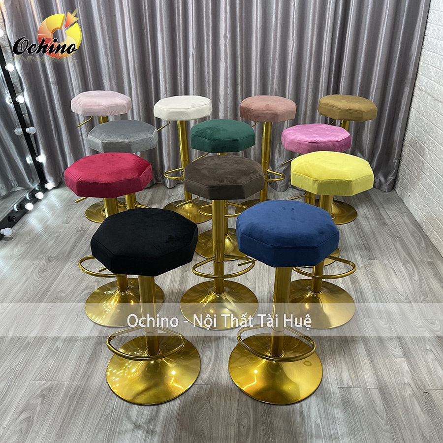 Ghế Chụp Hình, Ghế Makeup Chân Vàng K1 Sơn Tĩnh Điện Nhập Khẩu Mẫu trơn 8 cạnh( Ảnh Thật Shop Chụp)
