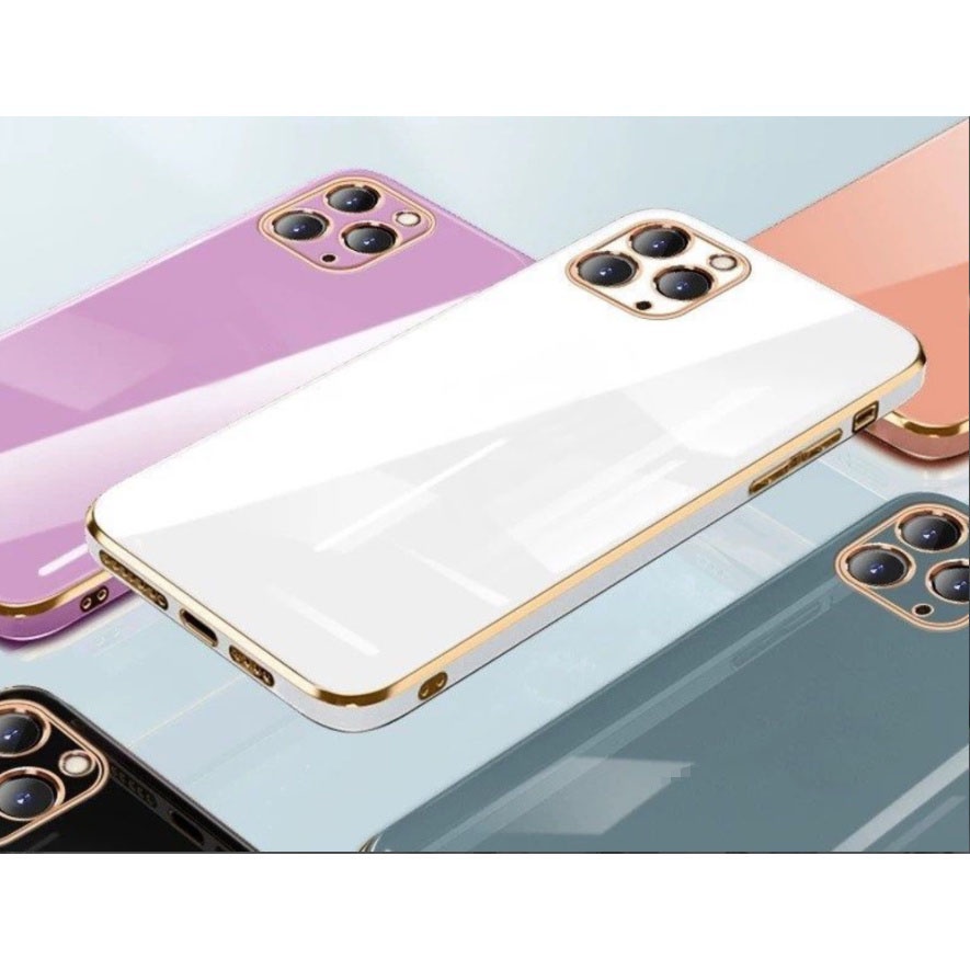 Ốp Điện Thoại Silicon Mềm Mạ Điện Viền Màu Vàng Cho iPhone 11 12 Pro Max 7 8 SE 2020 8 Plus Xr XsMax X 6s 6 Plus