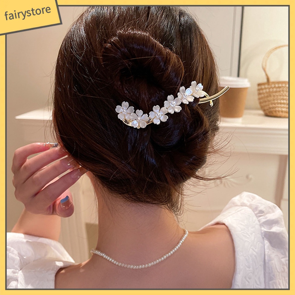 Kẹp Tóc Hình Chữ S Đính Ngọc Trai Giả Thanh Lịch Cho Nữ