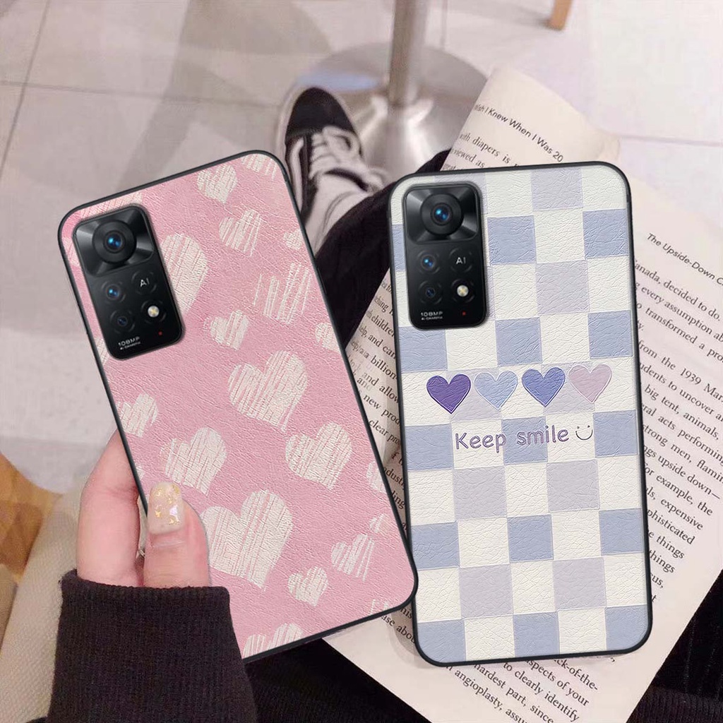Ốp Xiaomi Redmi Note 11 4G  / Note 11S / Note 11 Pro 5G caro trái tim cá tính, thời trang siêu đẹp, siêu phong cách