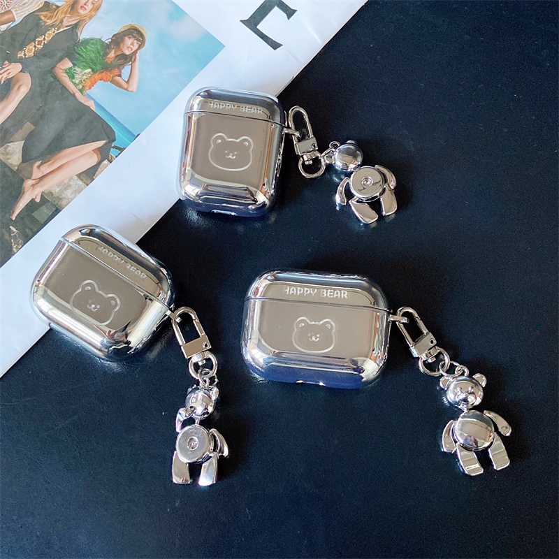 Ốp Hộp Đựng Tai Nghe Nhét Tai Hình Gấu Màu Laser Cho AirPods Pro AirPods 1/2 AirPodsPro 3