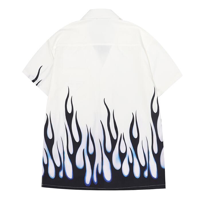 Áo Sơ Mi Nam Ngắn Tay Họa Tiết Ngọn Lửa Thời Trang size M-3XL