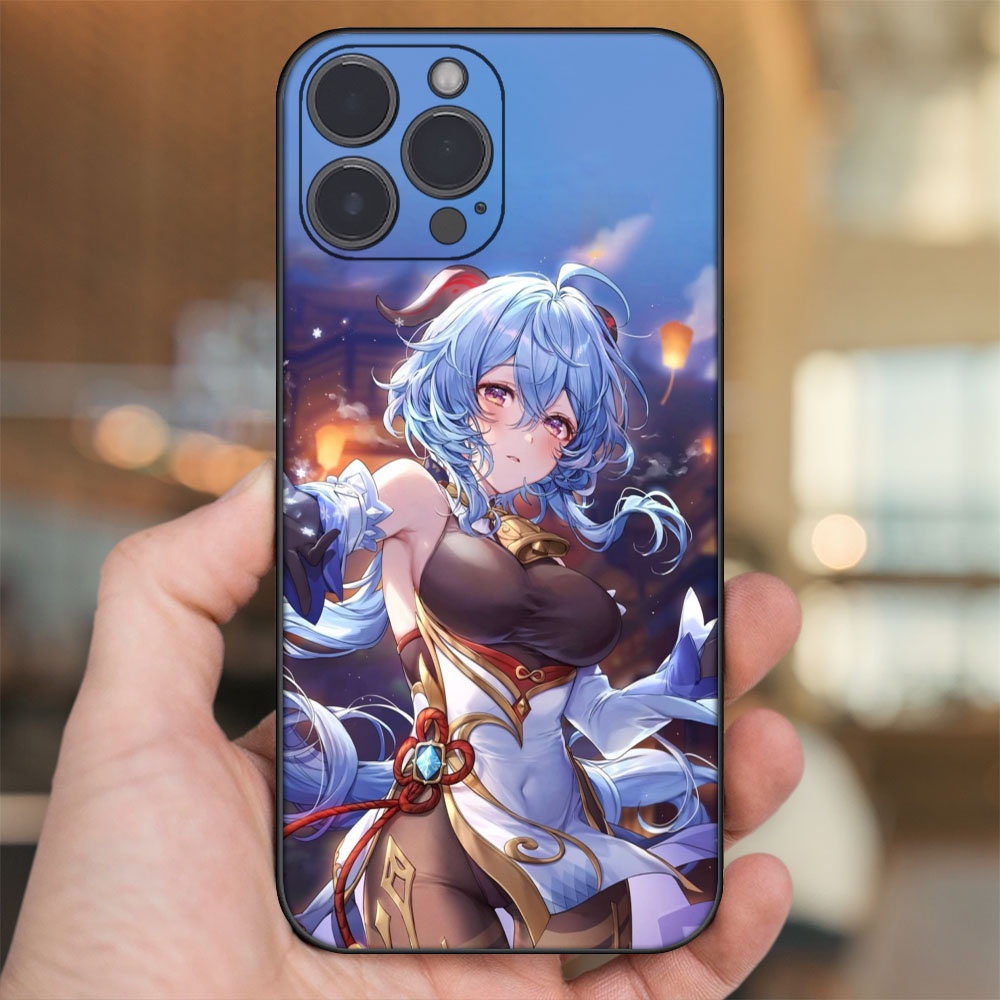 Ốp lưng iPhone 14 Pro Max dẻo đen cạnh vuông in hình Ganyu Genshin Impact