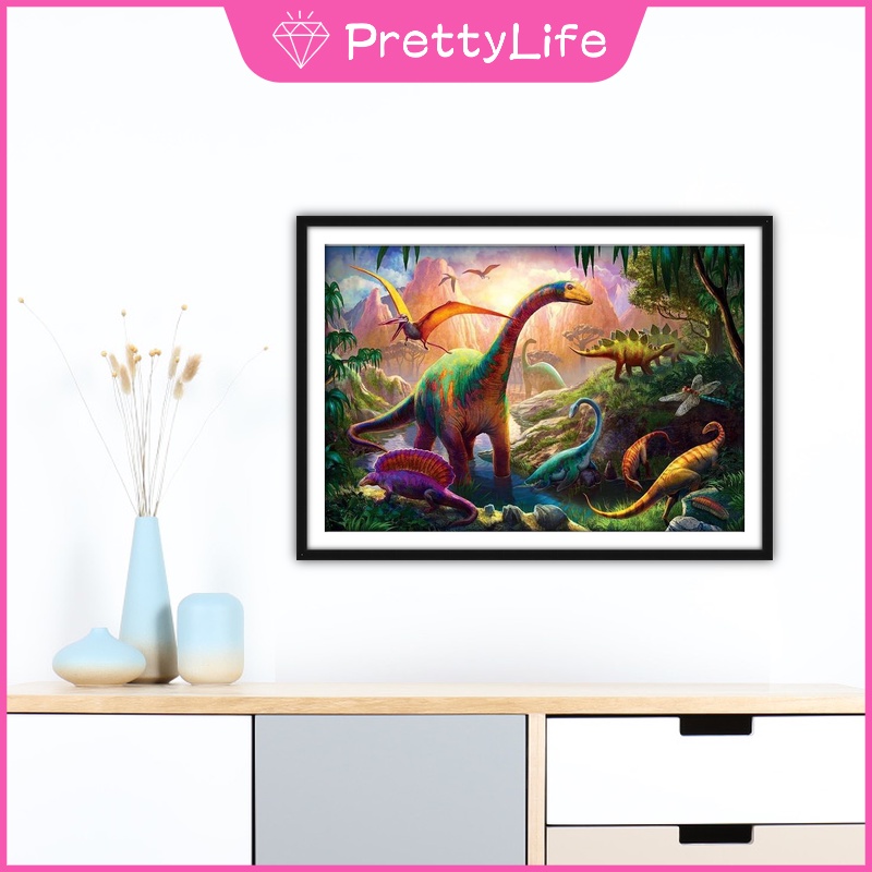 Bộ tranh đính đá 5D họa tiết khủng long độc đáo kích thước 30x40cm DIY dùng trang trí