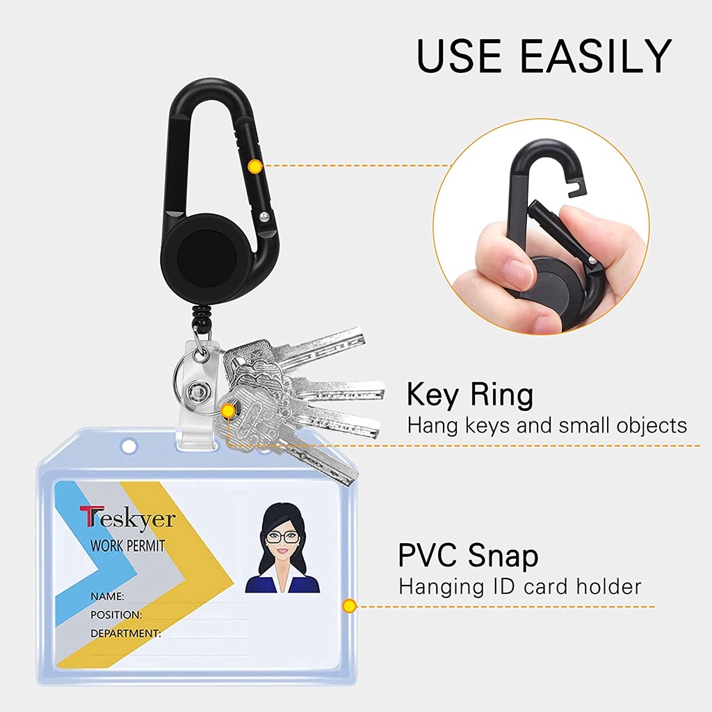 Móc Gắn Dây Đeo Thẻ ID Có Thể Thu Gọn Tiện Dụng