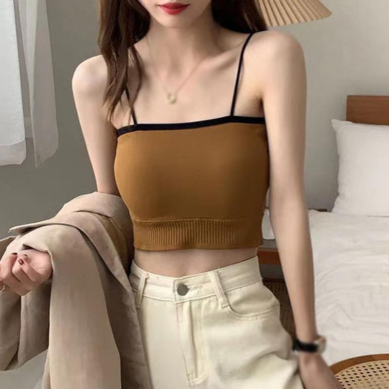Áo bra thể thao màu sắc tương phản có đệm ngực phong cách Hàn Quốc thời trang cho nữ