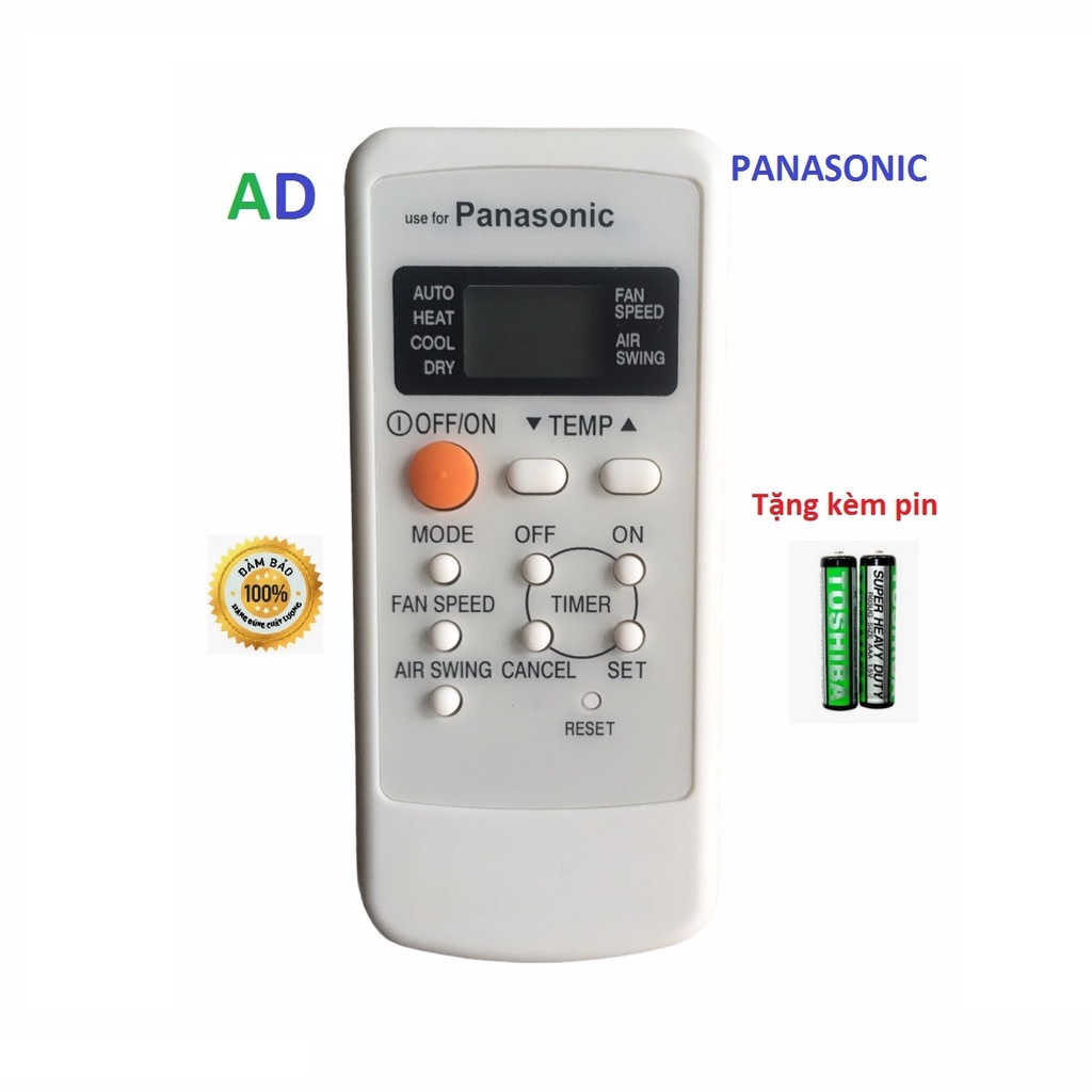 ĐIỀU KHIỂN ĐIỀU HÒA PANASONIC 1 NÚT CAM - TẶNG KÈM PIN - REMOTE ĐIỀU KHIỂN MÁY LẠNH PANASONIC 1 NÚT CAM