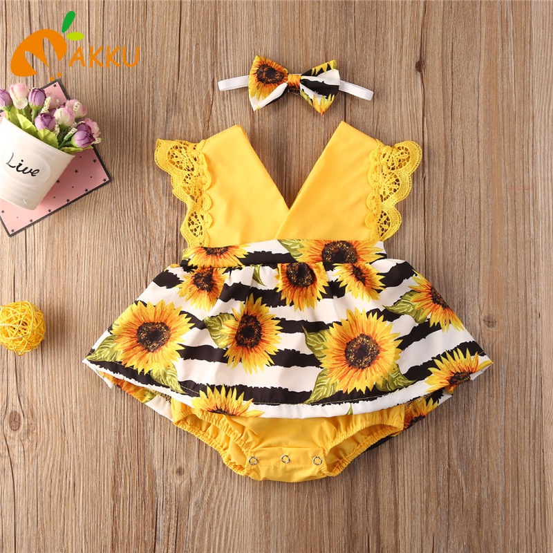 Đầm Hoa Kèm Băng Đô Dễ Thương Dành Cho Bé Gái akku