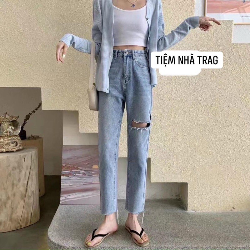Quần jeans rách form đứng