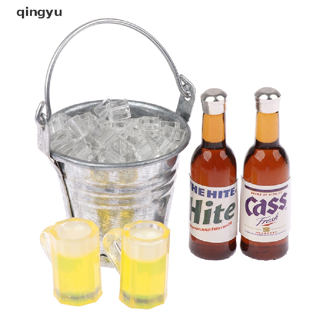 qingyu 1:12 Mini Dollhouse Beer Bottle Bucket Ice Cube Cups House Food Furniture Toys PLI